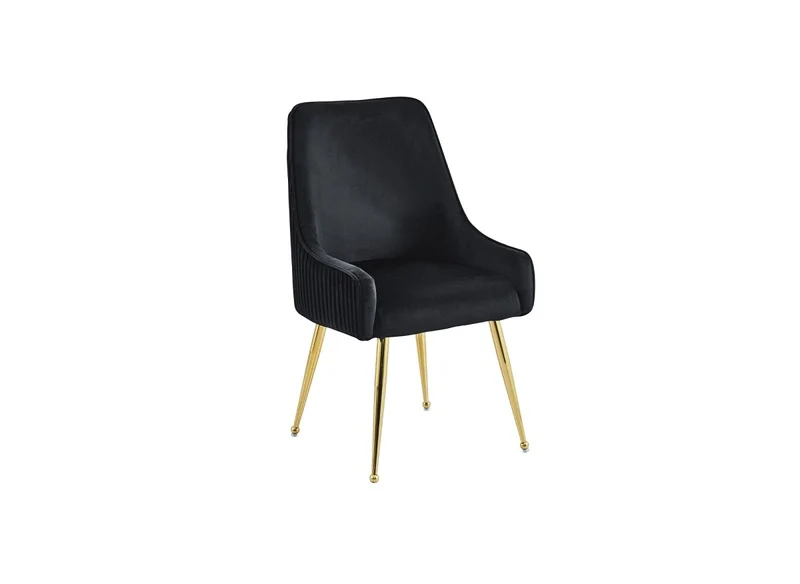 Set di 2 sedie in velluto nero con gambe in metallo dorato DORY
