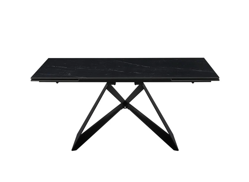 Tavolo da pranzo allungabile in metallo nero con piano in ceramica nera HELSINKI