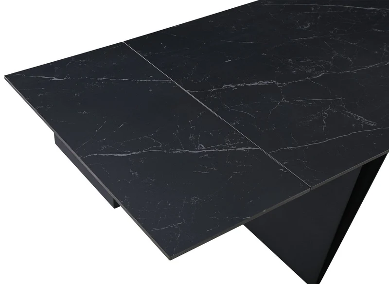 Tavolo da pranzo allungabile in metallo nero con piano in ceramica nera HELSINKI