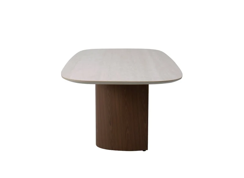 Tavolo da pranzo in ceramica beige con gambe effetto legno per 10 persone NAYA