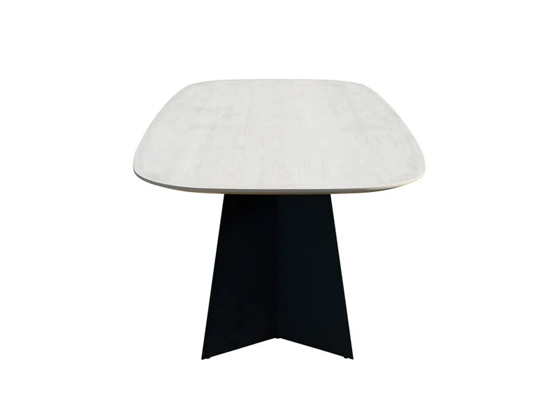 Tavolo da pranzo in ceramica beige con gambe nere per 8 persone ZELLY