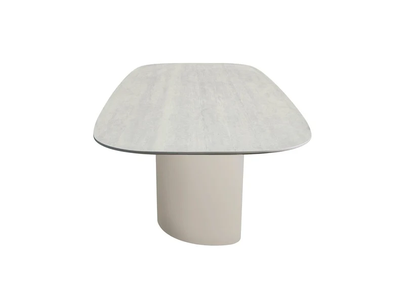 Tavolo da pranzo in ceramica beige con gambe in metallo grigio per 10 persone AZIEL
