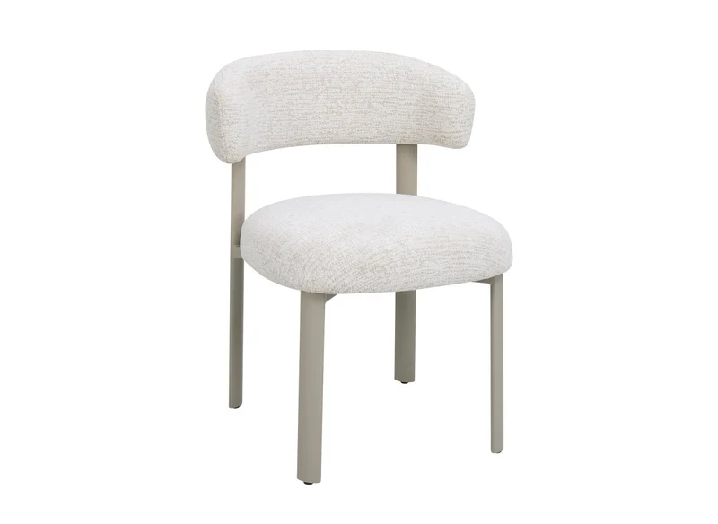 Set di 2 sedie in velluto intrecciato ecru gambe in metallo grigio LOUISA