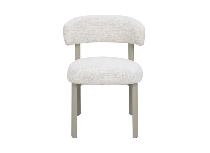 Set di 2 sedie in velluto intrecciato ecru gambe in metallo grigio LOUISA
