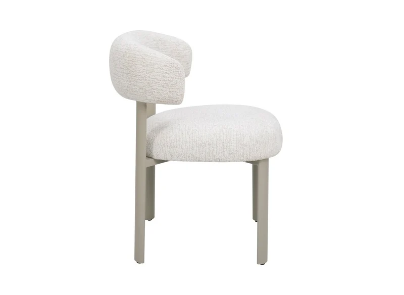 Set di 2 sedie in velluto intrecciato ecru gambe in metallo grigio LOUISA
