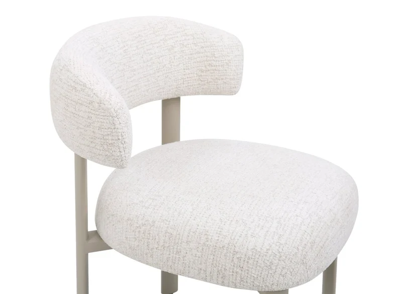 Set di 2 sedie in velluto intrecciato ecru gambe in metallo grigio LOUISA