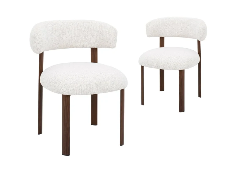 Set di 2 sedie in velluto intrecciato ecru gambe in metallo marrone LOUISA
