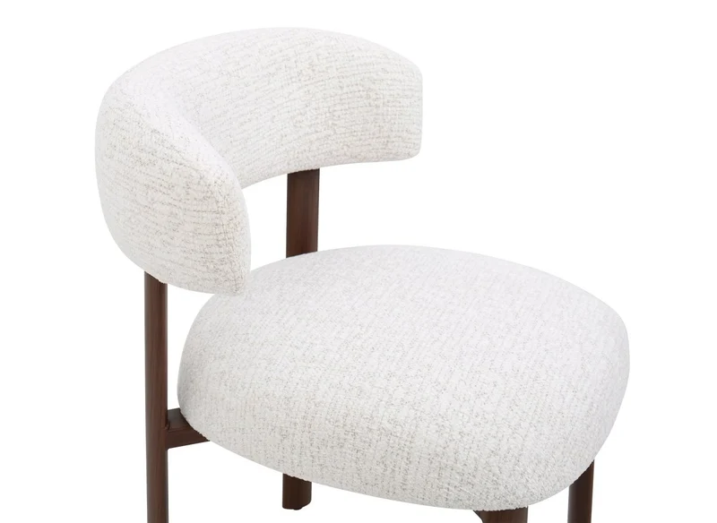 Set di 2 sedie in velluto intrecciato ecru gambe in metallo marrone LOUISA