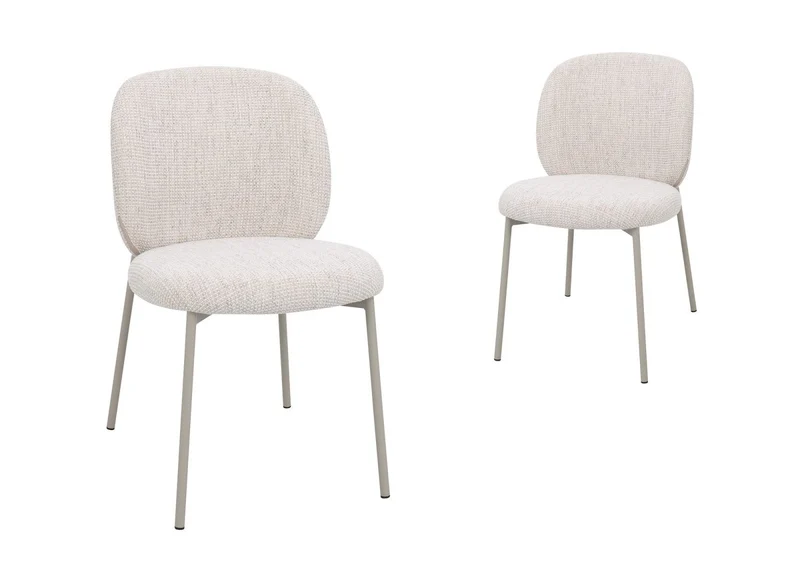 Set di 2 sedie in tweed écru e gambe in metallo grigio MARCUS