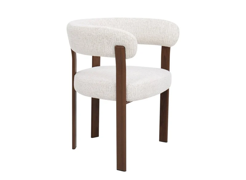 Set di 2 sedie in velluto intrecciato ecrù con gambe in metallo marrone DIEGO