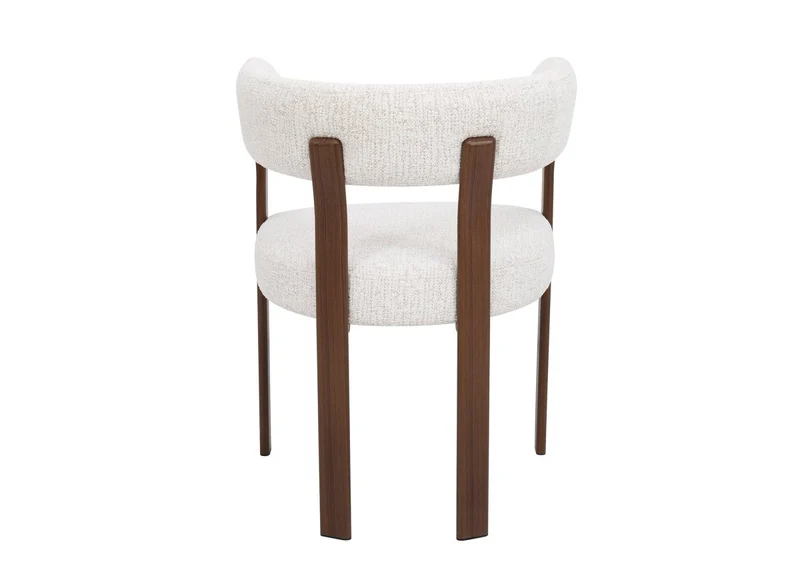 Set di 2 sedie in velluto intrecciato ecrù con gambe in metallo marrone DIEGO