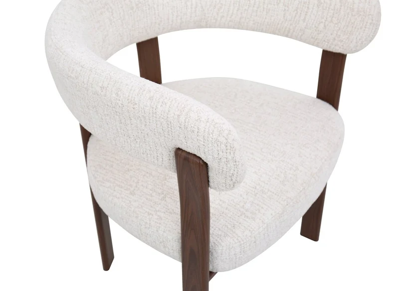 Set di 2 sedie in velluto intrecciato ecrù con gambe in metallo marrone DIEGO