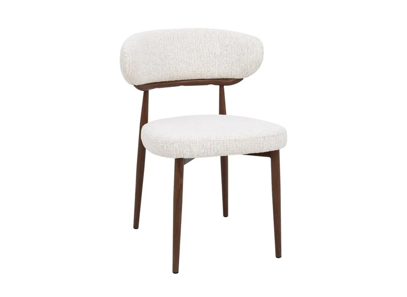 Set di 2 sedie in velluto intrecciato ecrù con gambe in metallo marrone JULES