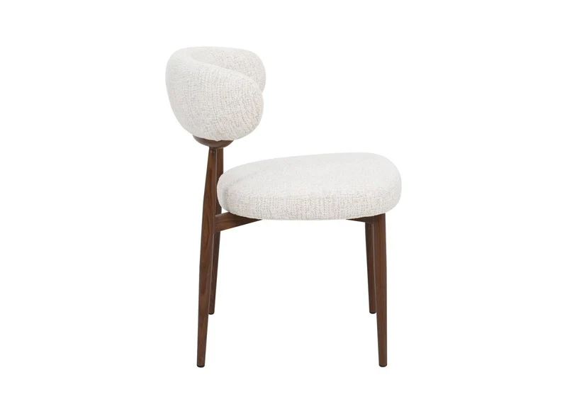 Set di 2 sedie in velluto intrecciato ecrù con gambe in metallo marrone JULES