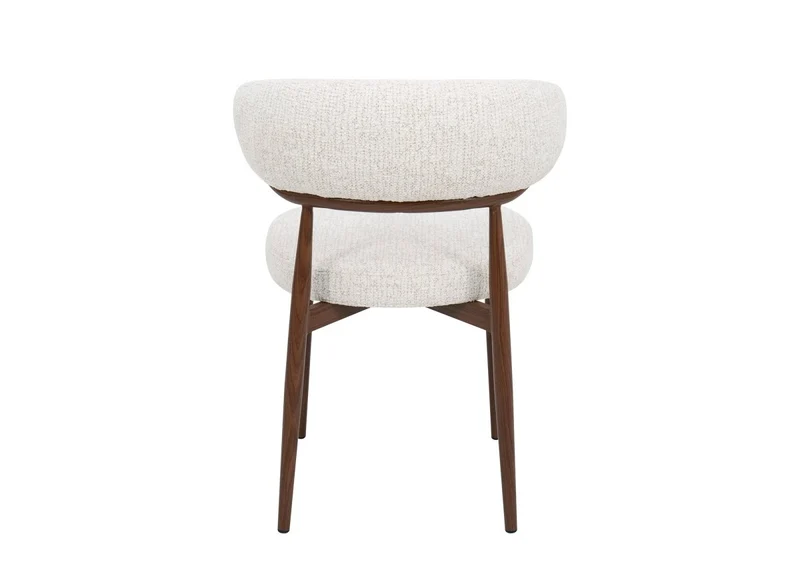 Set di 2 sedie in velluto intrecciato ecrù con gambe in metallo marrone JULES