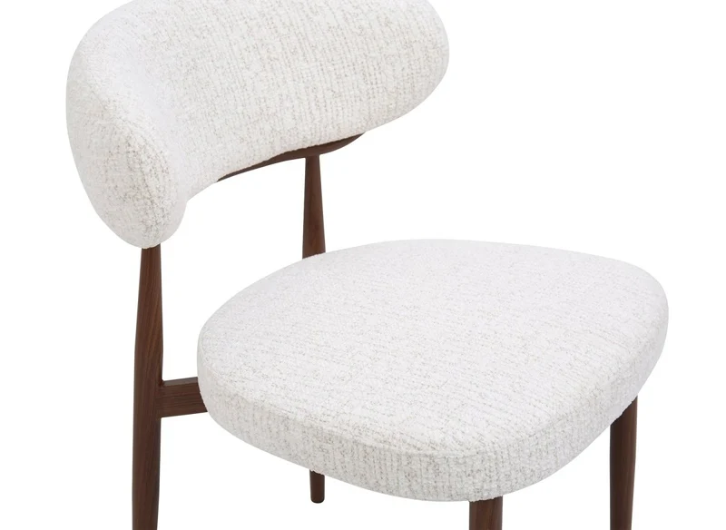 Set di 2 sedie in velluto intrecciato ecrù con gambe in metallo marrone JULES