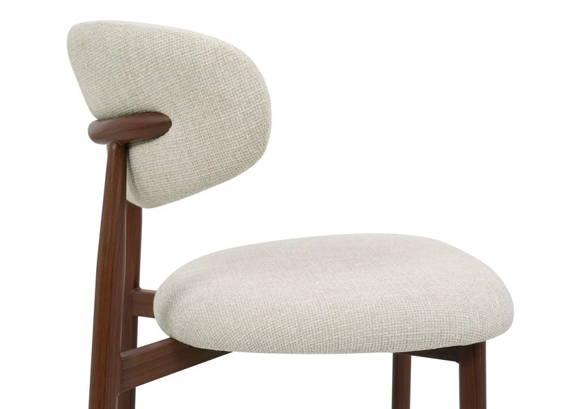 Set di 2 sedie in tweed écru con gambe in metallo marrone FLAVIA