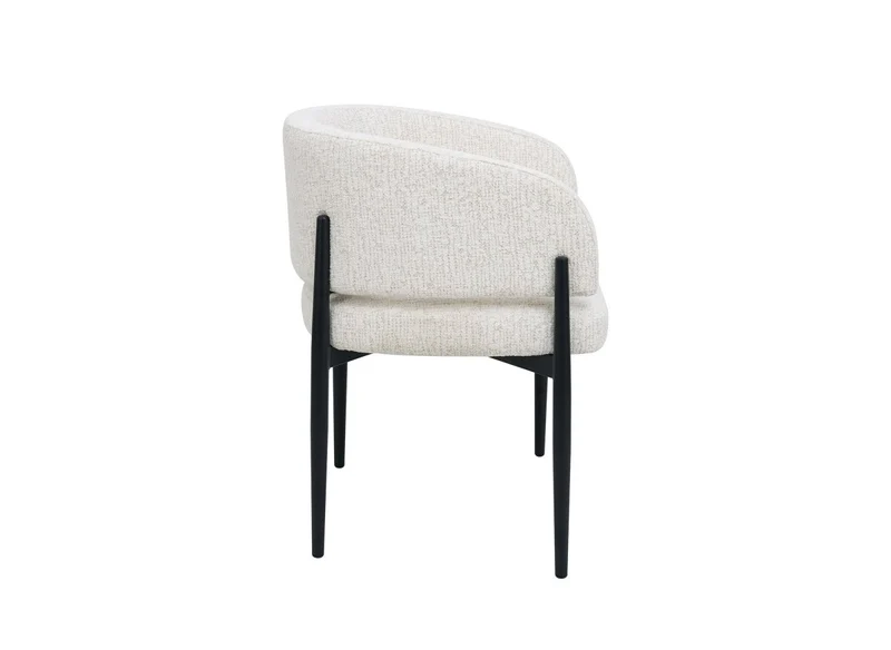 Set di 2 sedie in velluto intrecciato color écru con gambe in metallo nero DIANA