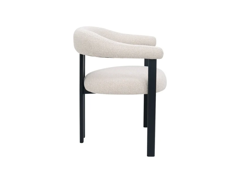 Set di 2 sedie in tessuto strutturato ecru gambe in metallo nero ADRIANA