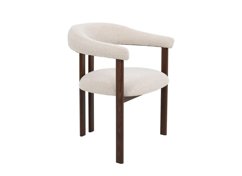 Set di 2 sedie in tessuto strutturato ecrù con gambe in metallo marrone ADRIANA