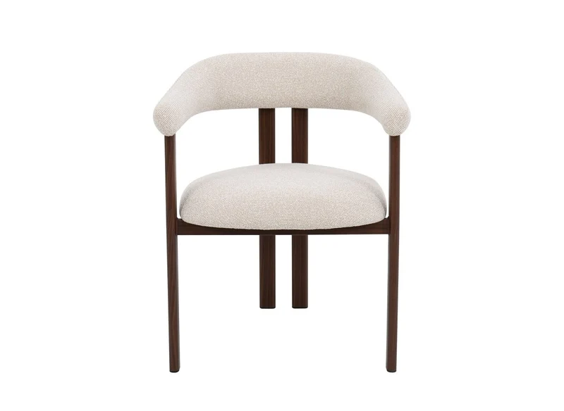 Set di 2 sedie in tessuto strutturato ecrù con gambe in metallo marrone ADRIANA