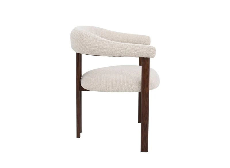 Set di 2 sedie in tessuto strutturato ecrù con gambe in metallo marrone ADRIANA