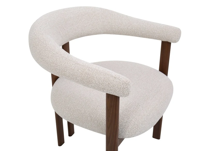 Set di 2 sedie in tessuto strutturato ecrù con gambe in metallo marrone ADRIANA