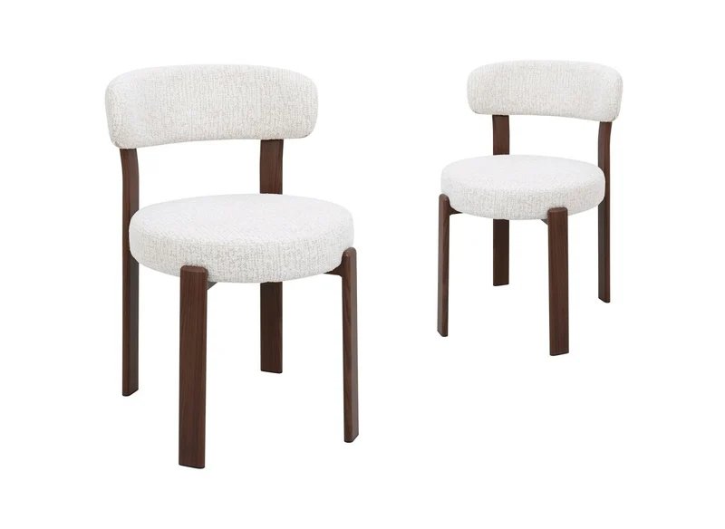 Set di 2 sedie in velluto intrecciato ecru gambe in metallo marrone MARYSE