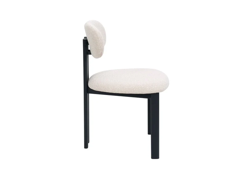 Set di 2 sedie in tessuto strutturato ecru gambe in metallo nero LEONA