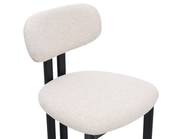 Set di 2 sedie in tessuto strutturato ecru gambe in metallo nero LEONA