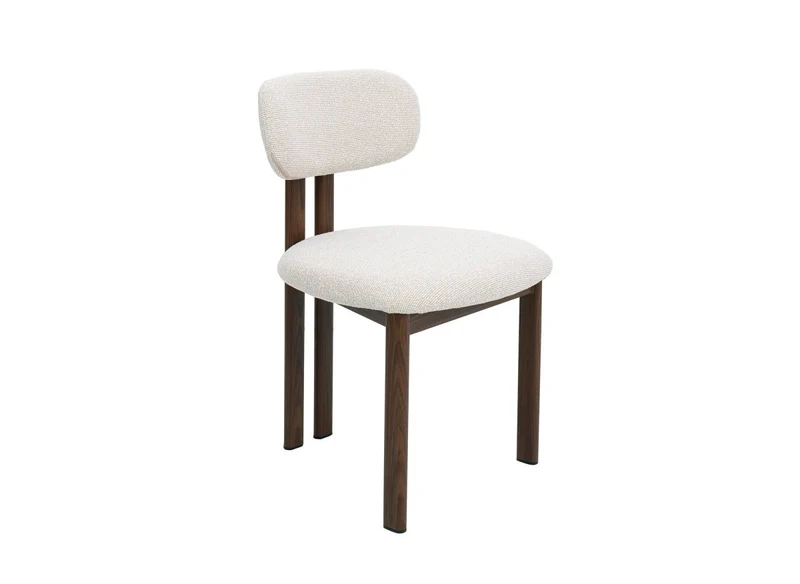 Set di 2 sedie in tessuto strutturato ecrù con gambe in metallo marrone LEONA