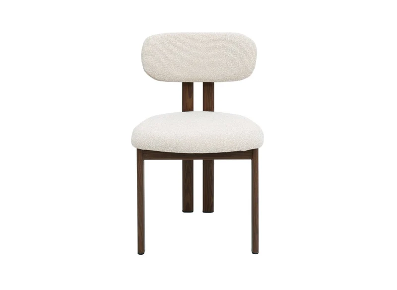 Set di 2 sedie in tessuto strutturato ecrù con gambe in metallo marrone LEONA