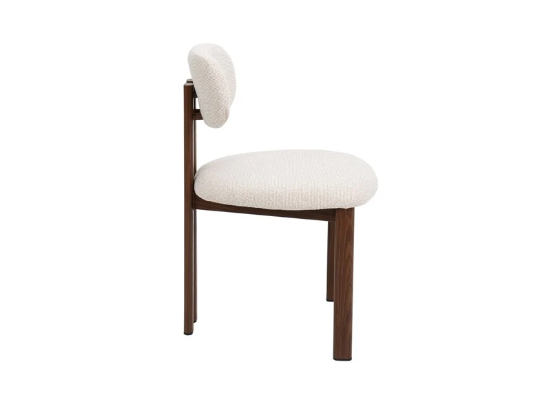 Set di 2 sedie in tessuto strutturato ecrù con gambe in metallo marrone LEONA