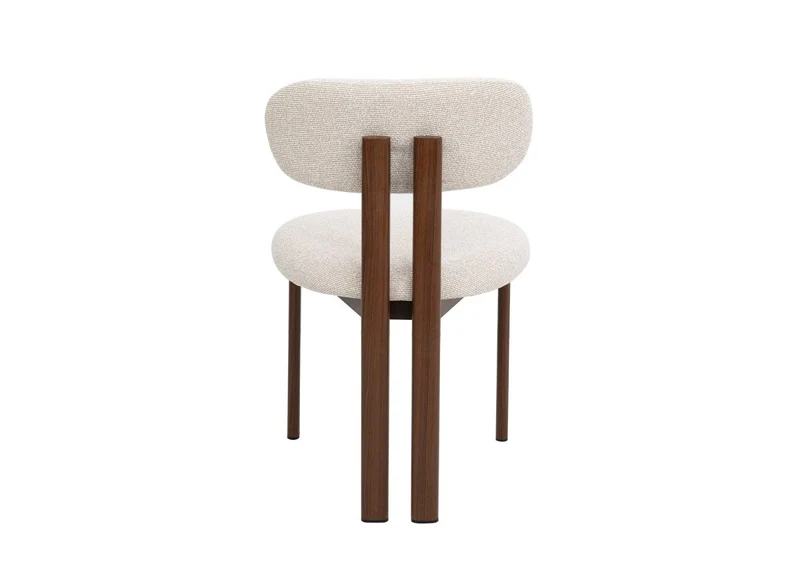 Set di 2 sedie in tessuto strutturato ecrù con gambe in metallo marrone LEONA