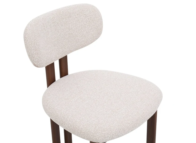 Set di 2 sedie in tessuto strutturato ecrù con gambe in metallo marrone LEONA
