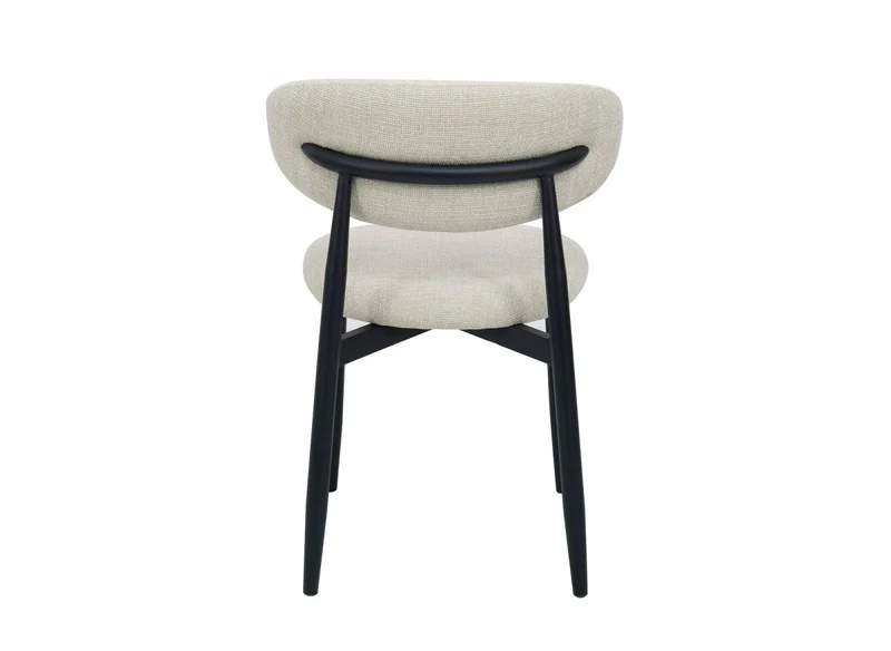 Set di 2 sedie in tweed écru con gambe in metallo nero FLAVIA