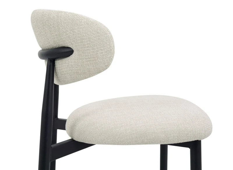 Set di 2 sedie in tweed écru con gambe in metallo nero FLAVIA