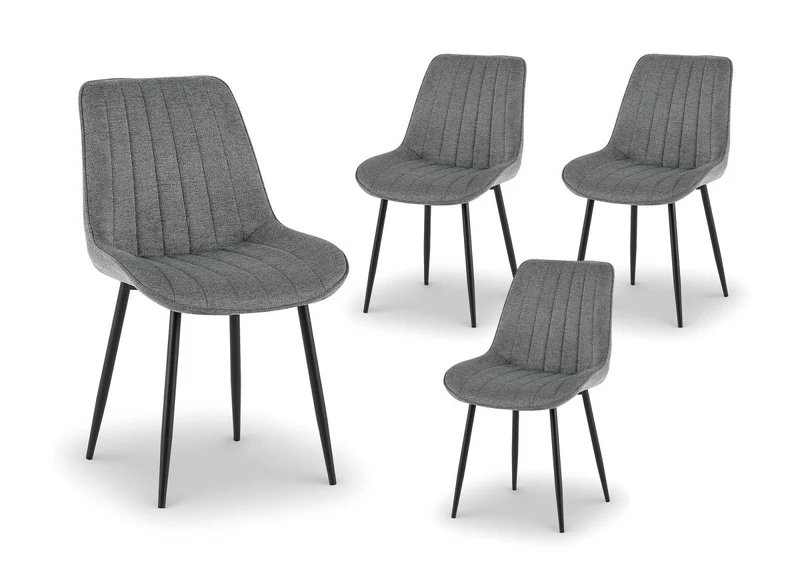 Set di 4 sedie in tessuto grigio LOREVA