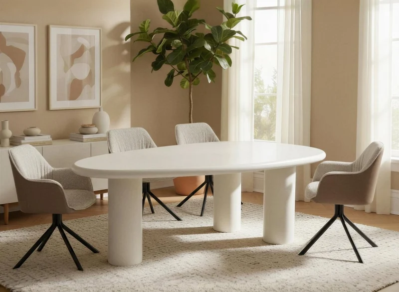 Tavolo da pranzo asimmetrico bianco AVELINE per 8 persone