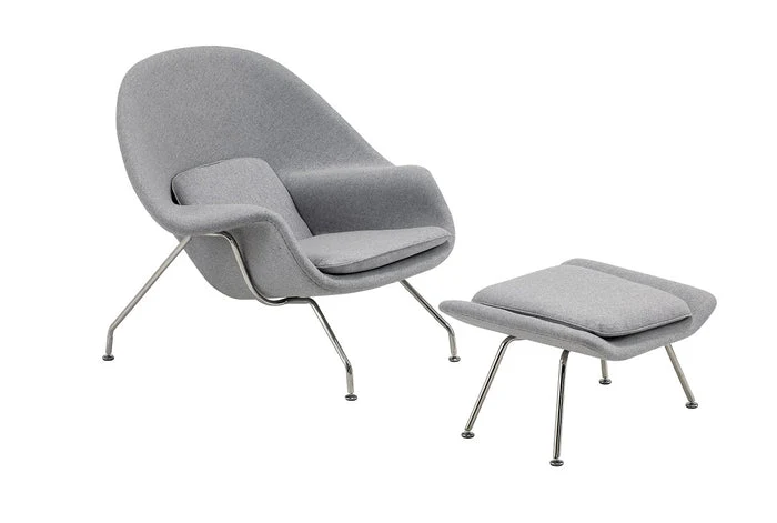Sillón lounge tapizado con reposapiés Noma