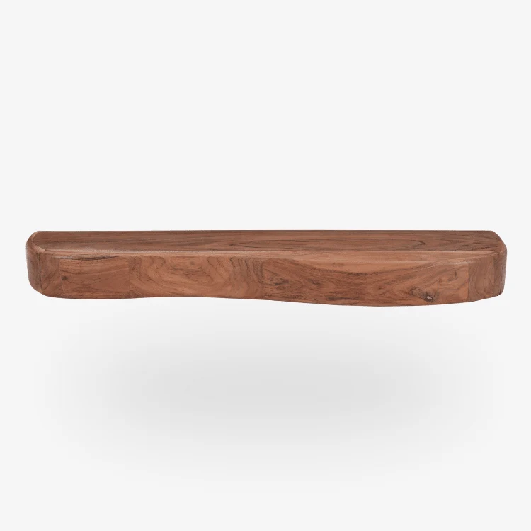 Consola flotante Nuba de madera maciza de acacia con cajón curvo 90 × 25 × 8 cm