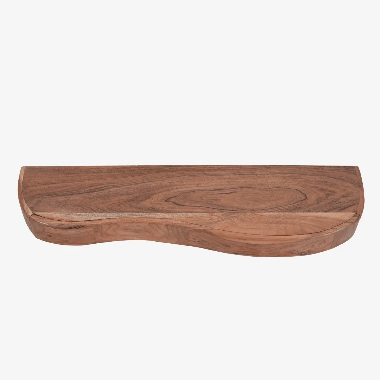 Consola flotante Nuba de madera maciza de acacia con cajón curvo 90 × 25 × 8 cm