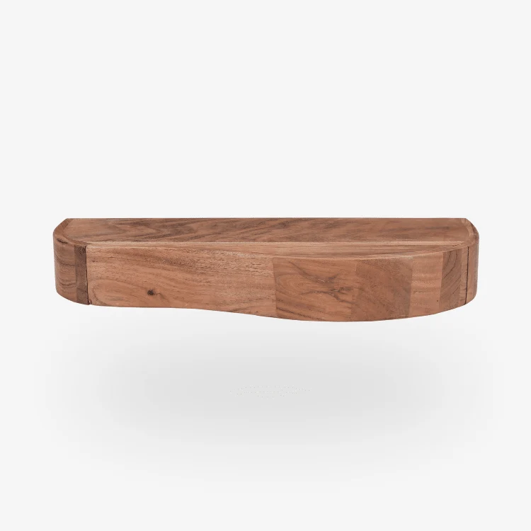 Mesilla flotante Nuba de madera maciza de acacia con cajón curvo 60 × 25 × 8 cm
