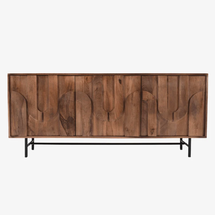 Aparador Tarek de madera de mango natural 180 cm con 3 puertas