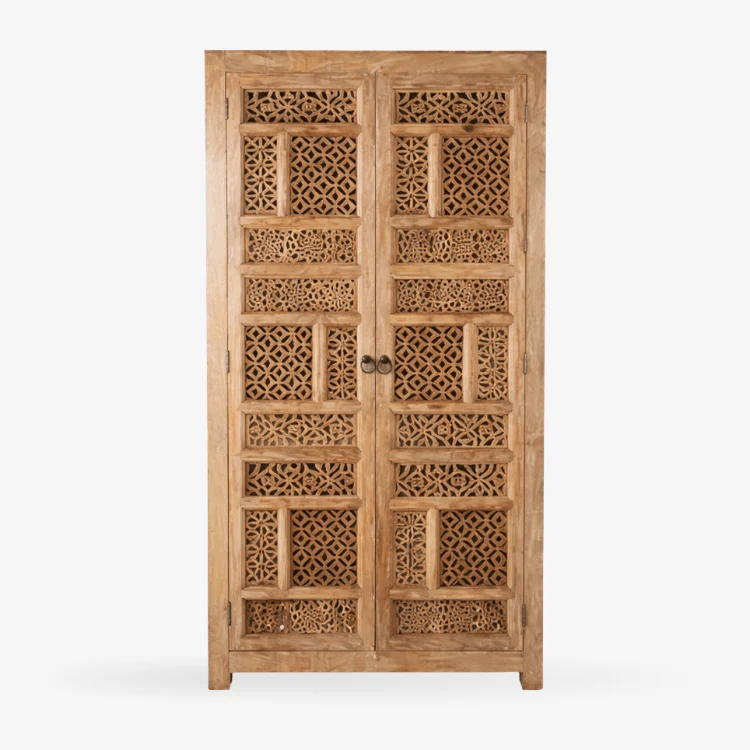 Armario de Madera Maciza de Mango Tallado Aruna 190x94 cm