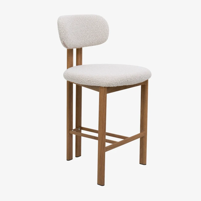 Taburete de cocina acero rosewood tapizado bouclé H65 Liberty
