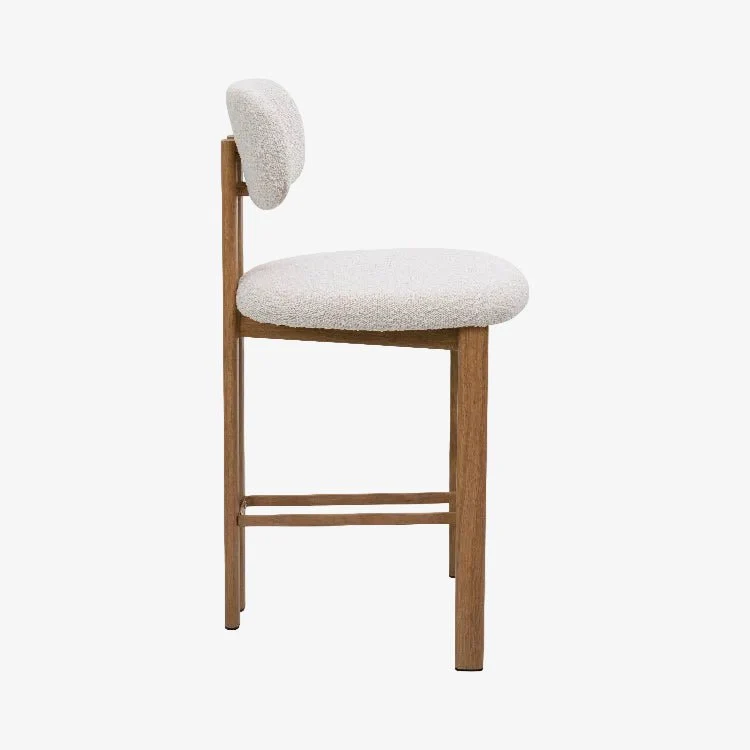 Taburete de cocina acero rosewood tapizado bouclé H65 Liberty