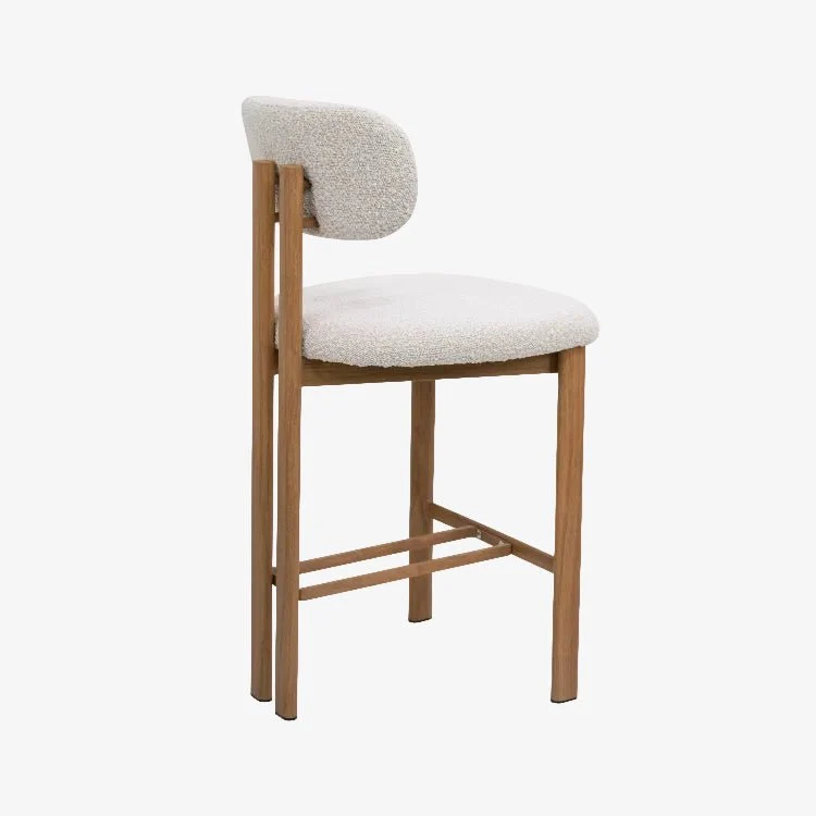 Taburete de cocina acero rosewood tapizado bouclé H65 Liberty