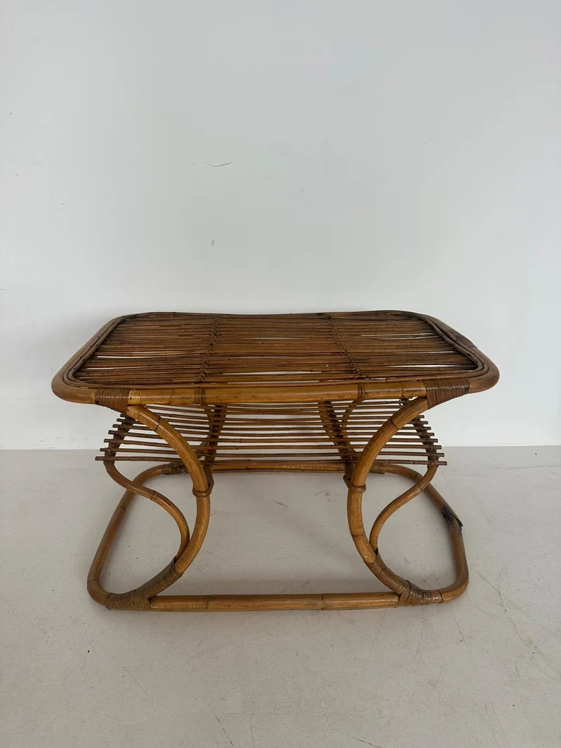 Salottino in rattan originale anni ’60 – 4 poltroncine + tavolino