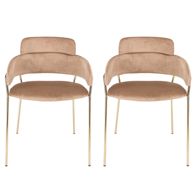 Pack 2 Sillas comedor brazos oro terciopelo Carol